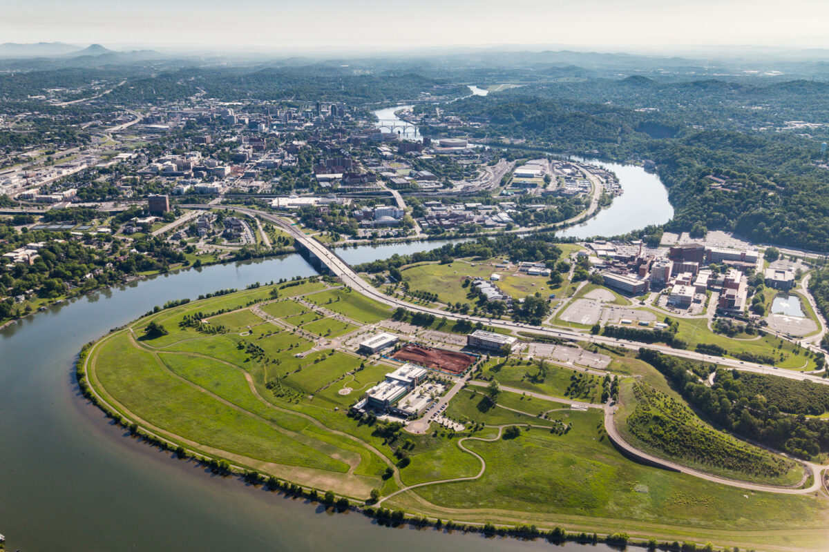 Aerial view of development at the University of Tennessee Research Park.